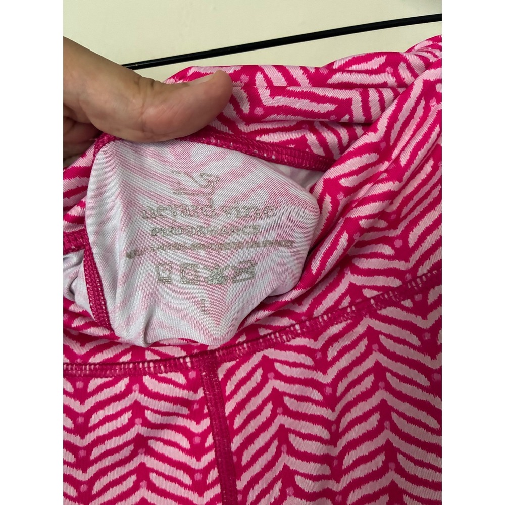 Vineyard Vines Performance Pink Chevron Cropped Leggings Womens Large Activewear - Picture 3 of 4